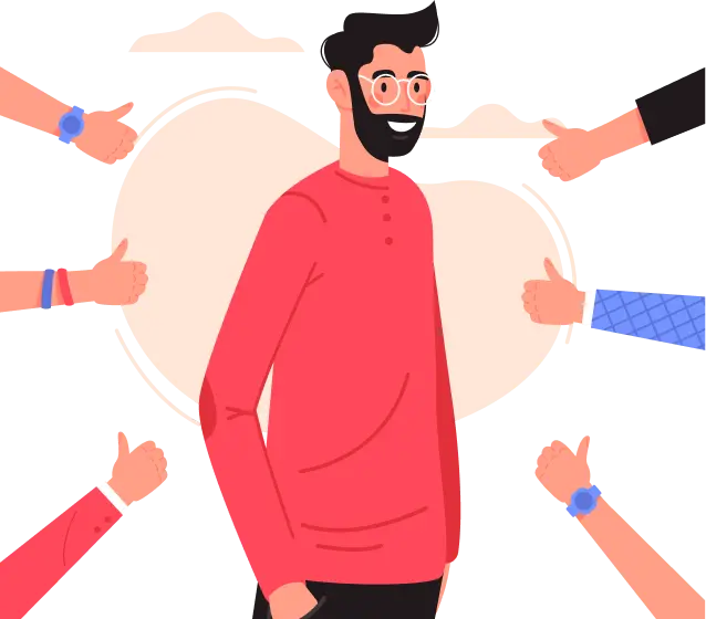 Person with thumbs up